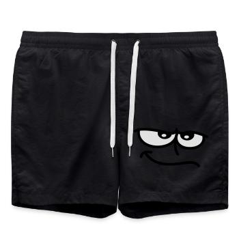 Visage de dessin animé souriant à l’allure ironique - Short de bain - noir - Devant - AI Model Male 185 light (185cm)