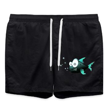 Lustiger Fisch - Badeshorts - Schwarz - Vorne - AI Model Male 185 light (185cm)