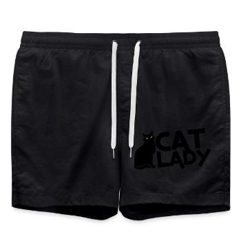 DAME DE CAT avec le chat noir et les yeux jaunes! - Short de bain - noir - Devant - AI Model Male 185 light (185cm)