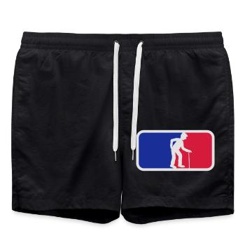 chapeau de stock de logo de sport bleu rouge retour grand-père gr - Short de bain - noir - Devant - AI Model Male 185 light (185cm)