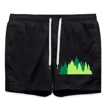 nadelwald baeume wald nadelbaum forst silhouette f - Badeshorts - Schwarz - Vorne - AI Model Male 185 light (185cm)