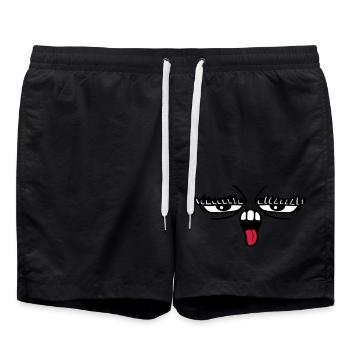 langue sortir la bouche 2 sourcils yeux - Short de bain - noir - Devant - AI Model Male 185 light (185cm)