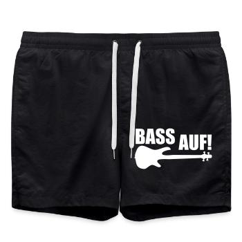 BASS AUF ! Bassist Geschenk lustiger Spruch - Badeshorts - Schwarz - Vorne - AI Model Male 185 light (185cm)