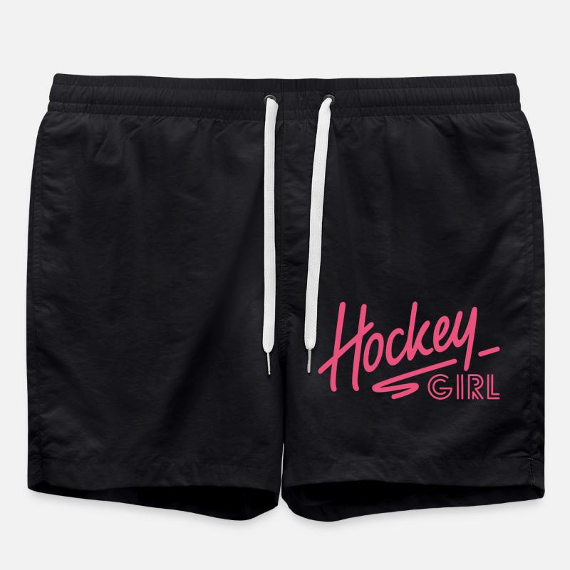 Logo de fille de hockey - Short de bain - noir