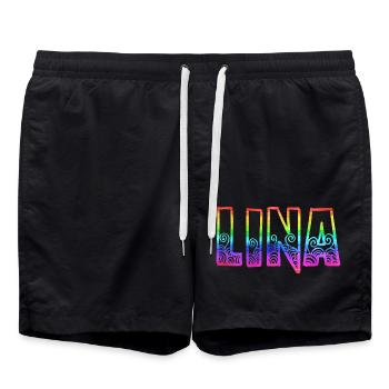 lina rs rainbow - Swim Trunks - black - Front - AI Model Male 185 light (185cm)