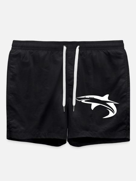 Shark - Vector Geometry Design - Swim Trunks - black