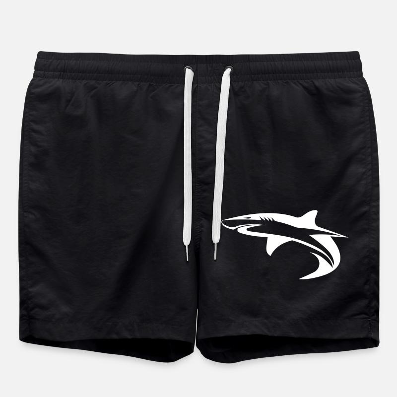 Shark - Vector Geometry Design - Swim Trunks - black