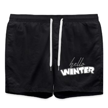 Hello Winter Spruch - Badeshorts - Schwarz - Vorne - AI Model Male 185 light (185cm)
