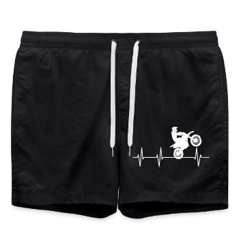 Motorrad Herzfrequenz - Badeshorts - Schwarz - Vorne - AI Model Male 185 light (185cm)
