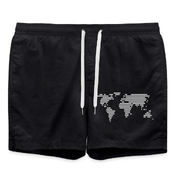 a world of lines - Swim Trunks - black - Front - AI Model Male 185 light (185cm)