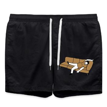 Schlafender Mann Couch - Badeshorts - Schwarz - Vorne - AI Model Male 185 light (185cm)