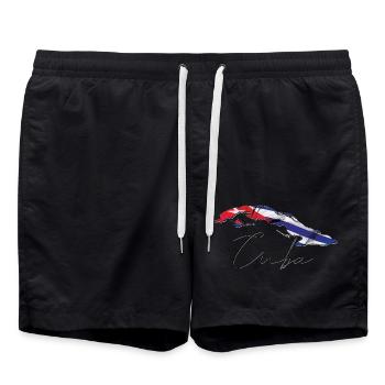Drapeau de Cuba sur la carte de Cuba FR - Short de bain - noir - Devant - AI Model Male 185 light (185cm)