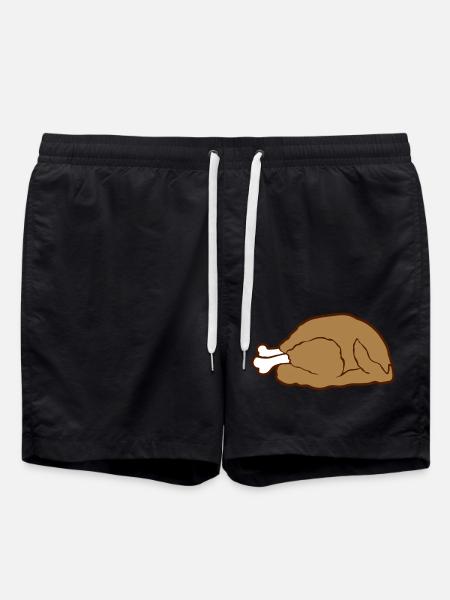 Comic Truthahn Braten - Badeshorts - Schwarz