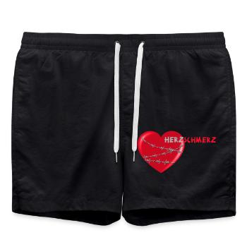 herzschmerz herz mit stacheldraht - Badeshorts - Schwarz - Vorne - AI Model Male 185 light (185cm)