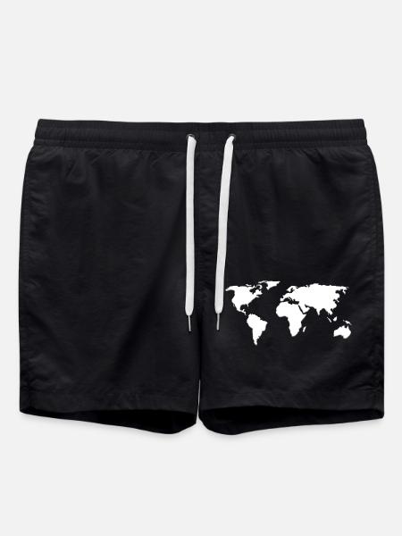 World Map (Travel) - Swim Trunks - black