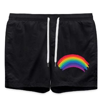 Awesome Rainbow Flag, LGBTQ Gay Lesbian Pride Gift - Swim Trunks - black - Front - AI Model Male 185 light (185cm)