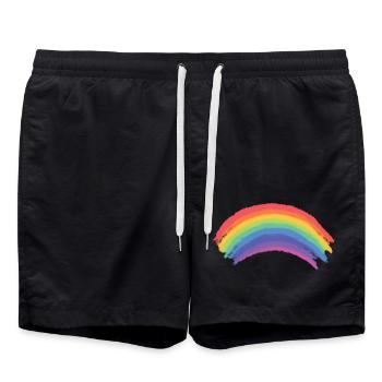 Awesome Rainbow Flag, LGBTQ Gay Lesbian Pride Gift - Swim Trunks - black - Front - AI Model Male 185 light (185cm)