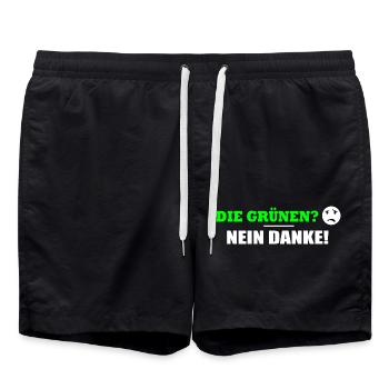 DIE GRÜNEN NEIN DANKE - Badeshorts - Schwarz - Vorne - AI Model Male 185 light (185cm)