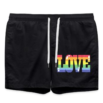 Pride Love Drapeau arc-en-ciel - Short de bain - noir - Devant - AI Model Male 185 light (185cm)