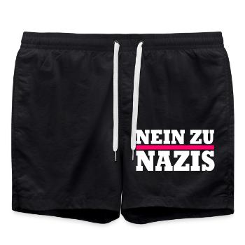 Nein zu nazis - Badeshorts - Schwarz - Vorne - AI Model Male 185 light (185cm)