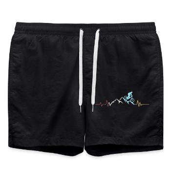 MTB Retro Heartbeat - Badeshorts - Schwarz - Vorne - AI Model Male 185 light (185cm)