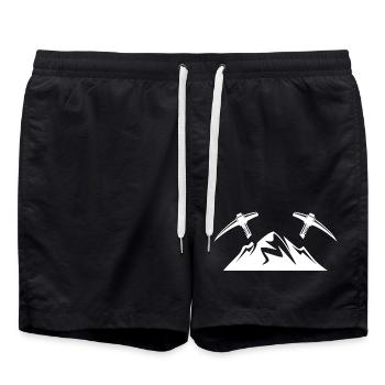 Mountains with pickaxe Mountaineers Miners - Swim Trunks - black - Front - AI Model Male 185 light (185cm)