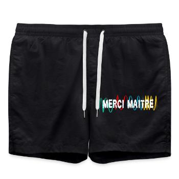 MERCI. MERCI MAÎTRE. CADEAU MAÎTRE. VACANCES. ÉTÉ. - Short de bain - noir - Devant - AI Model Male 185 light (185cm)