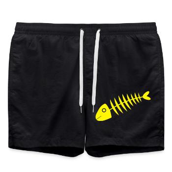 yellow fish comic fish - Swim Trunks - black - Front - AI Model Male 185 light (185cm)