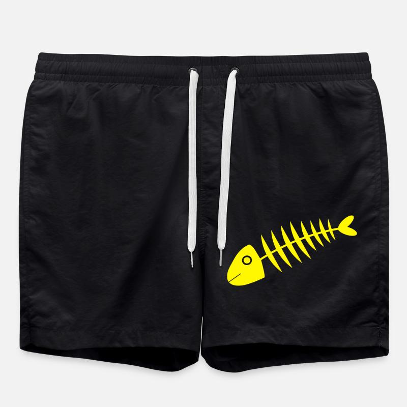 yellow fish comic fish - Swim Trunks - black
