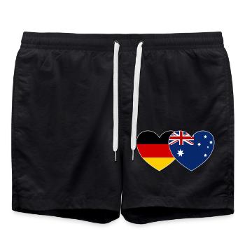 Germany Australia Flag Heart - Swim Trunks - black - Front - AI Model Male 185 light (185cm)