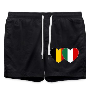 Belgium Italy Flag Heart - Swim Trunks - black - Front - AI Model Male 185 light (185cm)