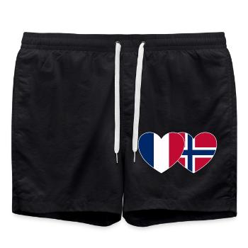 France Norvège Drapeau Cœur - Short de bain - noir - Devant - AI Model Male 185 light (185cm)