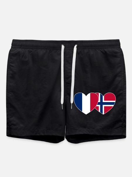 France Norvège Drapeau Cœur - Short de bain - noir