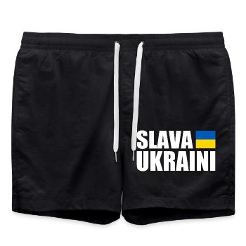Slava ukraini - Short de bain - noir - Devant - AI Model Male 185 light (185cm)