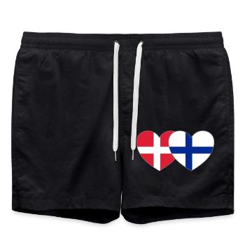 Denmark Finland Flag Heart - Swim Trunks - black - Front - AI Model Male 185 light (185cm)