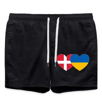 Danemark Ukraine Flag Heart - Short de bain - noir - Devant - AI Model Male 185 light (185cm)