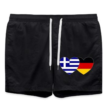 Greece Germany Flag Heart - Swim Trunks - black - Front - AI Model Male 185 light (185cm)