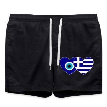 Drapeau de la Grèce Porte-bonheur Nazar Perle - Short de bain - noir - Devant - AI Model Male 185 light (185cm)