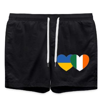 Ukraine Ireland Flag Heart - Swim Trunks - black - Front - AI Model Male 185 light (185cm)