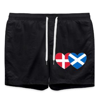 Dänemark Schottland Flagge Herz - Badeshorts - Schwarz - Vorne - AI Model Male 185 light (185cm)