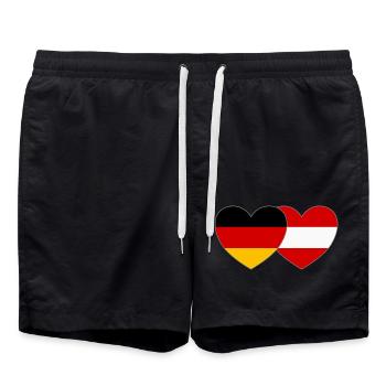 Germany Austria Flag Heart - Swim Trunks - black - Front - AI Model Male 185 light (185cm)