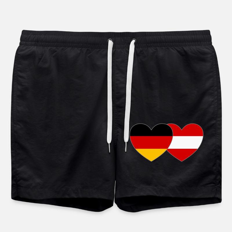 Allemagne Autriche Drapeau Cœur - Short de bain - noir