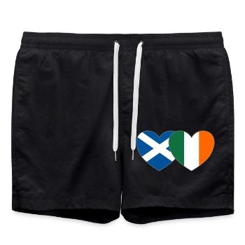 Schottland Irland Flagge Herz - Badeshorts - Schwarz - Vorne - AI Model Male 185 light (185cm)