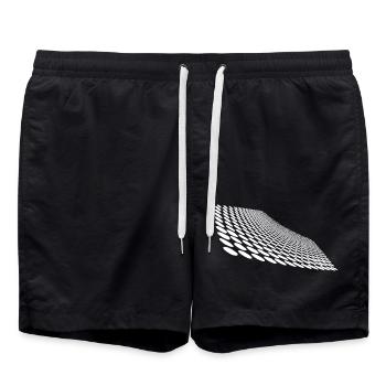 Geometric points on curved horizon surface - Swim Trunks - black - Front - AI Model Male 185 light (185cm)