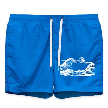 Kanagawa Waves Aesthetic Japanese Art Great Wave - Swim Trunks - cobalt blue - Front