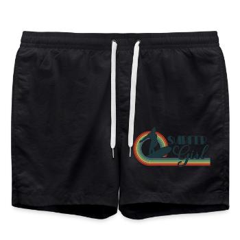 Retro Surfer Girl Surfboarder Surfen Surfen Surfen - Badeshorts - Schwarz - Vorne - AI Model Male 185 light (185cm)