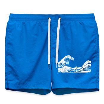 Kanagawa Waves Aesthetic Japanese Art Great Wave - Swim Trunks - cobalt blue - Front