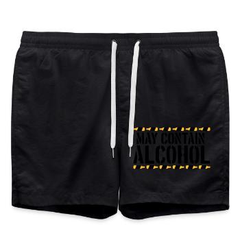 Saying May contain alcohol - Swim Trunks - black - Front - AI Model Male 185 light (185cm)