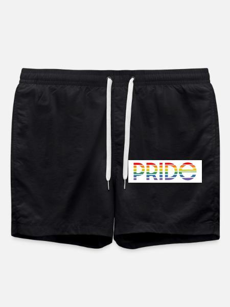 Pride rainbow white background - Swim Trunks - black