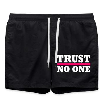 Trust no one - Swim Trunks - black - Front - AI Model Male 185 light (185cm)